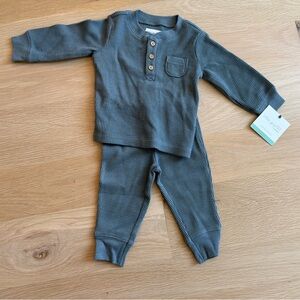 Little Planet Cozy Gray Waffle Knit Baby Set